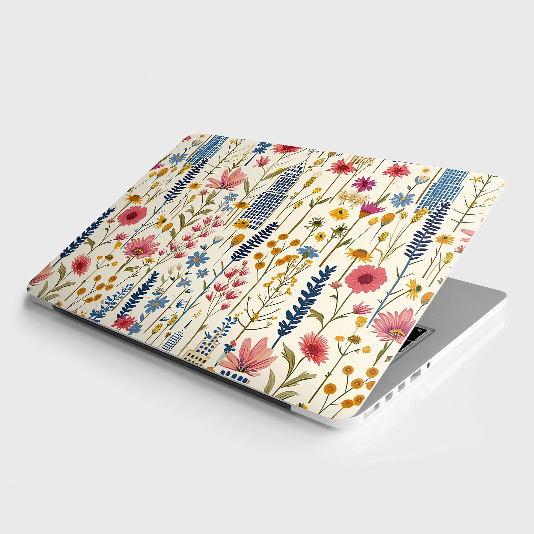 Pink Floral City Laptop Skin