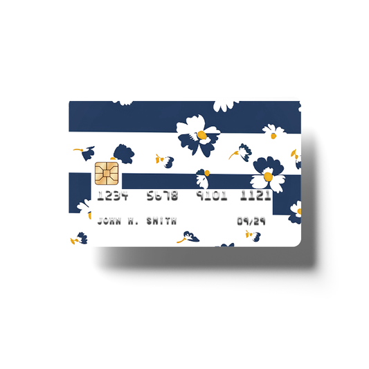 White & Blue Floral Debit Card Skin