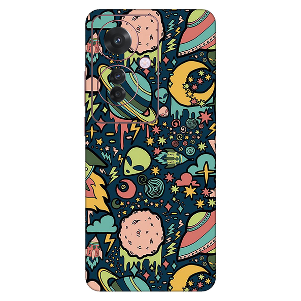 Oppo F Series Space Doodle Lovely Aesthetic Space Mobile Skin