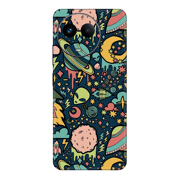 realme C Series Space Doodle Lovely Aesthetic Space Mobile Skin