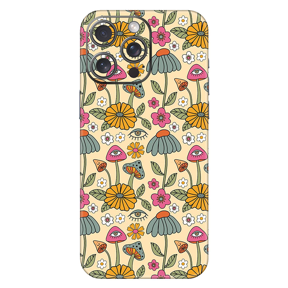 Iphone 15 Series Retro Mushroom With Flowers Mobile Skin