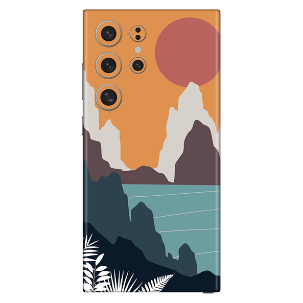 Samsung S24 Series Orange Sky Aesthetic Mobile Skin