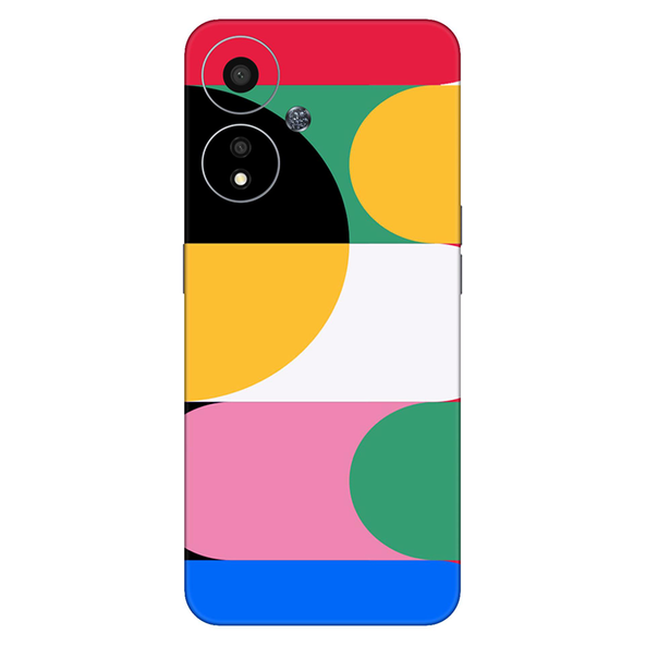 Oppo A Series Round Shape Black Geometric Design Mobile Skin