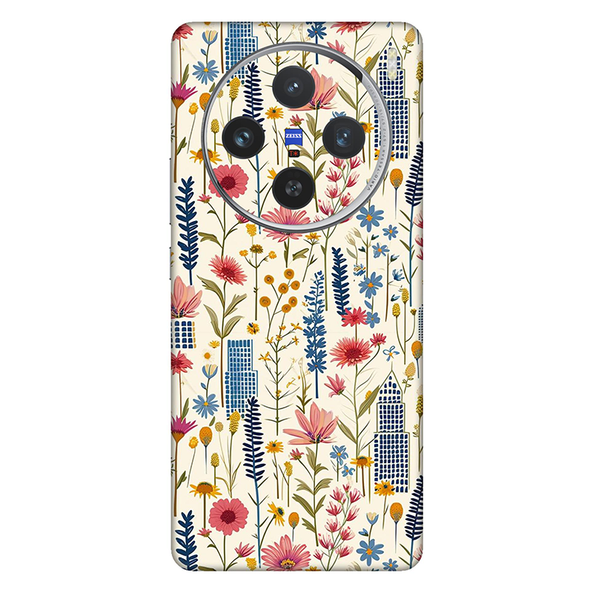 Vivo X series Pink Floral City Mobile Skin