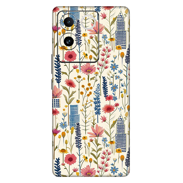 Iqoo 7 Series Pink Floral City Mobile Skin