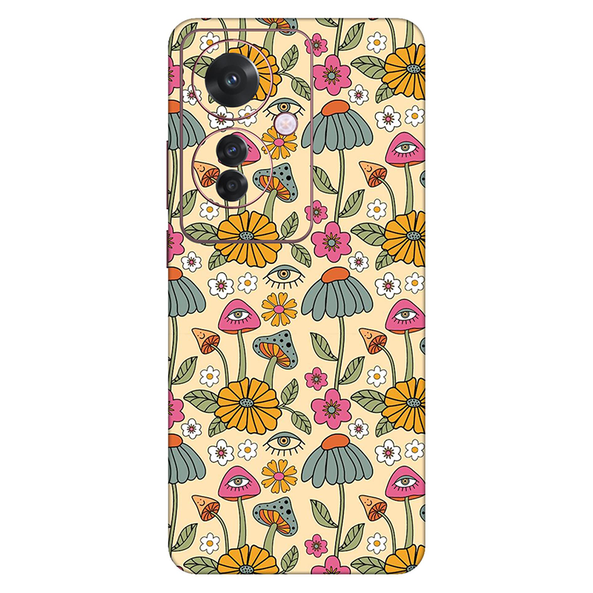 Oppo F Series Retro Mushroom With Flower Mobile Skin