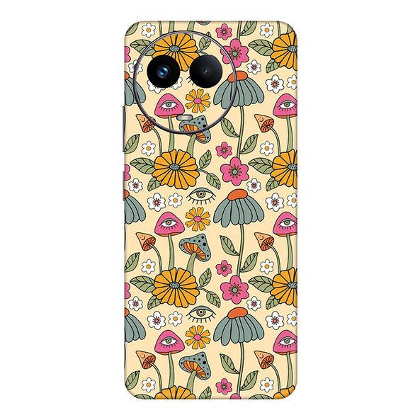 realme C Series Retro Mushroom With Flower Mobile Skin