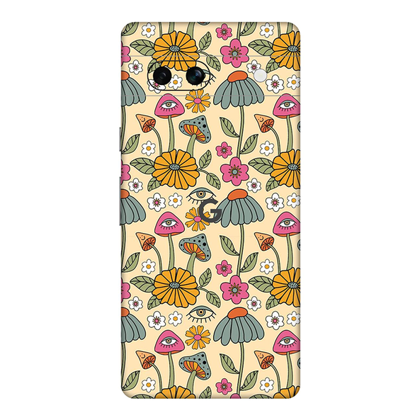 Google Pixel 7 Series Retro Mushroom With Flower Mobile Skin