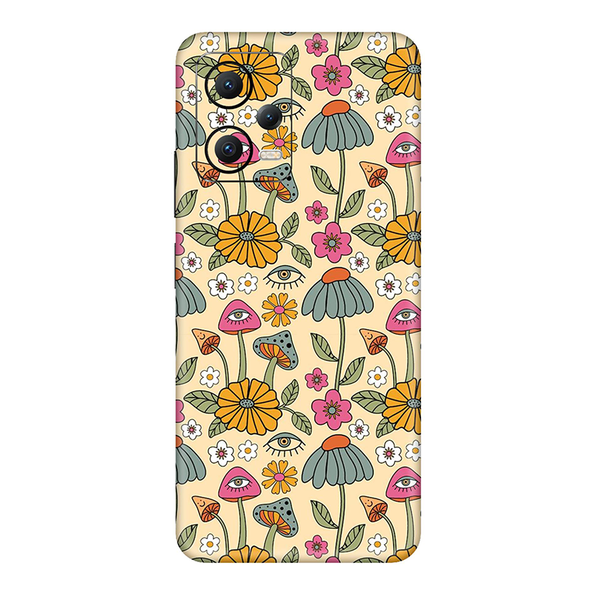 Poco X5 Series Retro Mushroom With Flower Mobile Skin