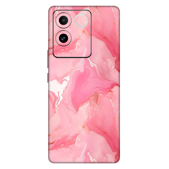 Vivo T Series Salmon Pink Marble Mobile Skin