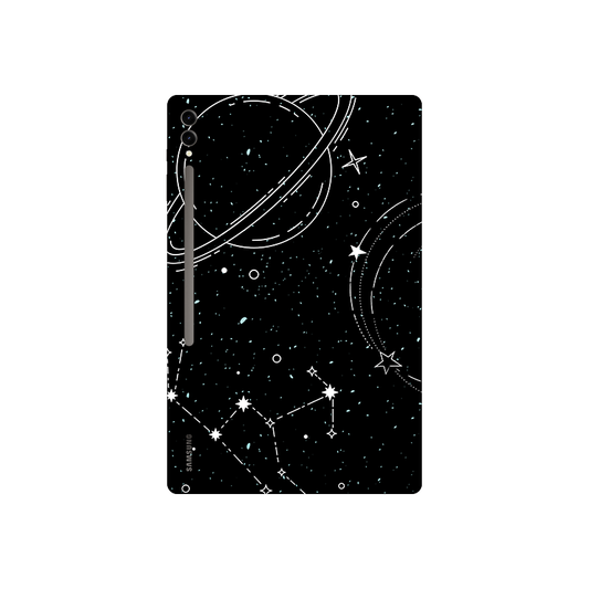Black Line Illustration Outer Space Tablet Skin