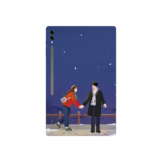 Blue Illustrated Couple and Night Sky Tablet Skin