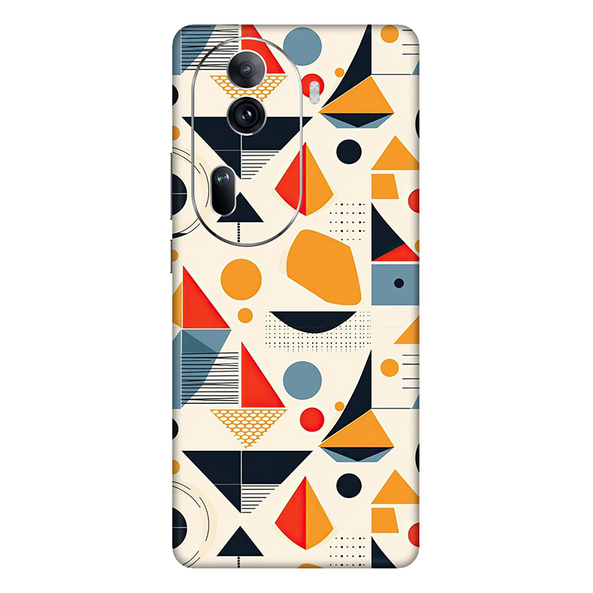 Oppo Reno Series Black Multi Shape Geometric Mobile Skin