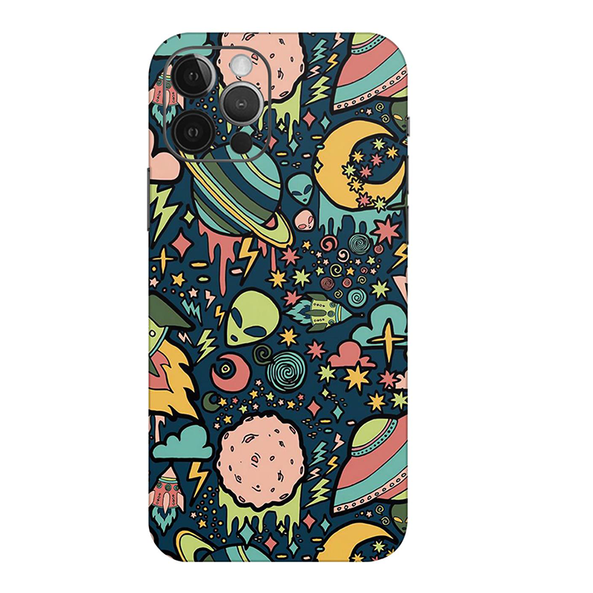 Iphone 14 Series Space Doodle Lovely Aesthetic Space Mobile Skin