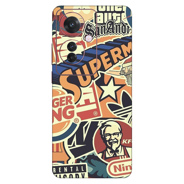 Oppo F Series Doodle Mobile Skin